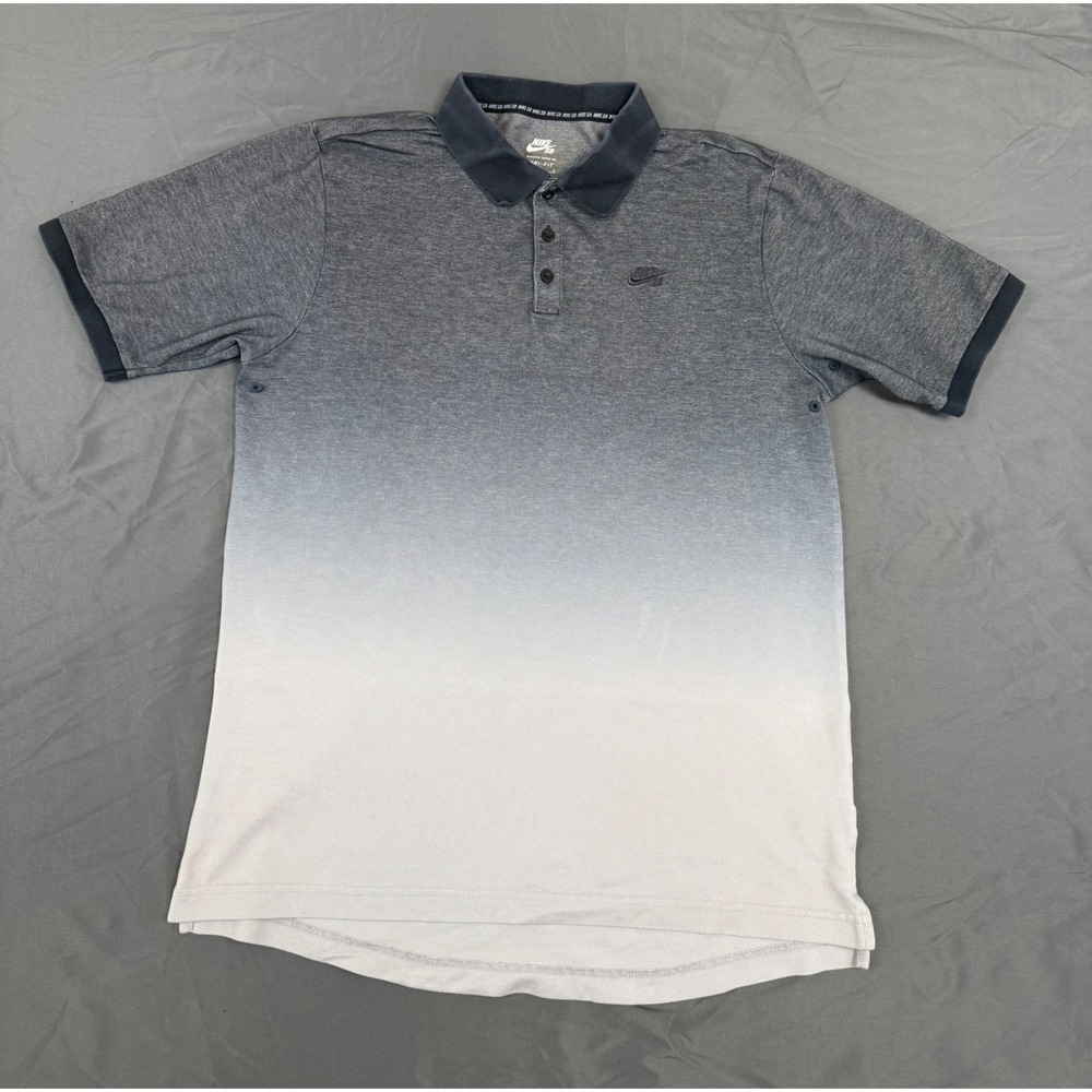 Nike SB Dri-FIT Ombre Gradient Polo Shirt Mens Large Grey White 829521-010